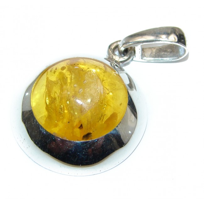 Natural Baltic Golden Amber .925 Sterling Silver handmade Pendant