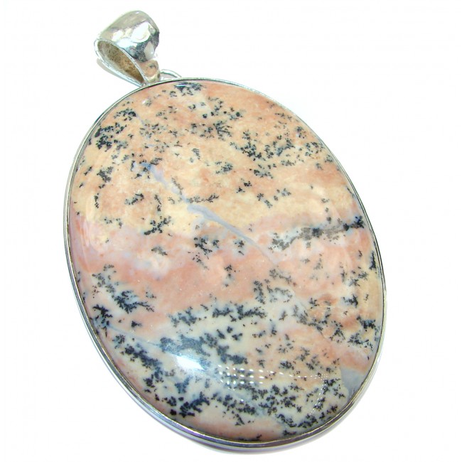 HUGE Perfect quality Dendritic Agate .925 Sterling Silver handmade Pendant