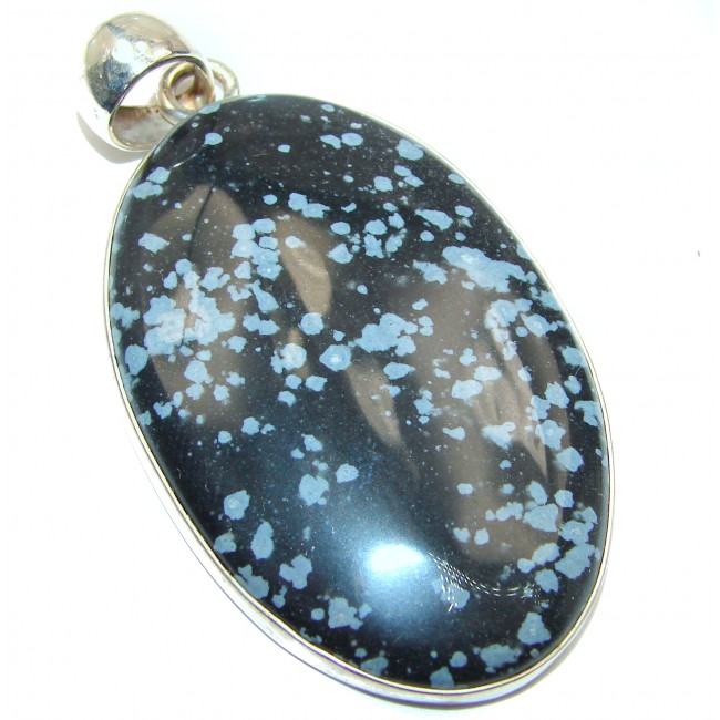 Large Amazing quality Snowflake Obsidian Sterling Silver handmade Pendant