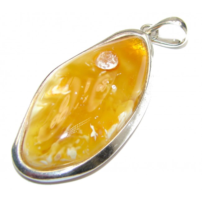 Huge Natural Baltic Butterscotch Amber .925 Sterling Silver handmade Pendant