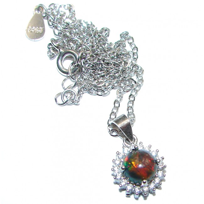 One of the kind Black Opal .925 Sterling Silver handmade necklace