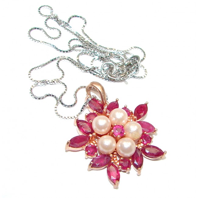 CHic Style Ruby Pearl .925 Sterling Silver handmade necklace