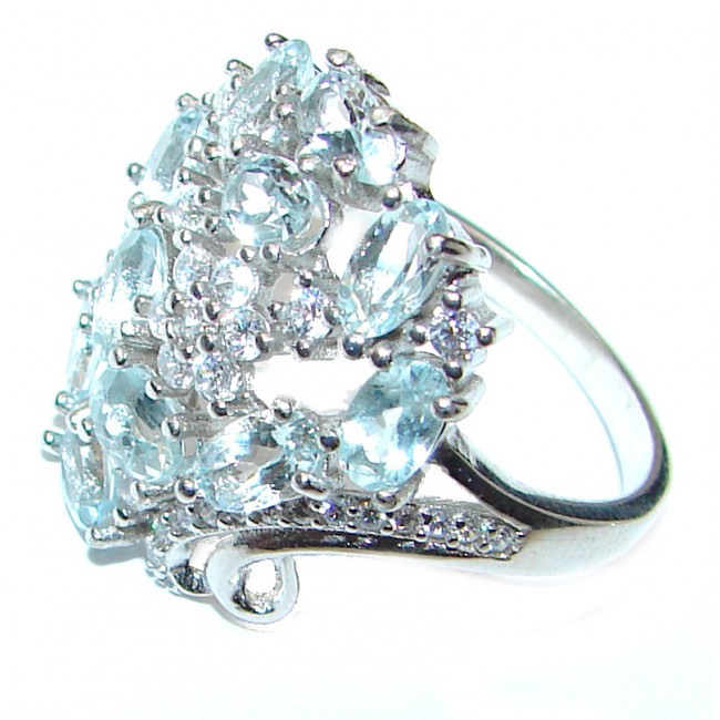 Classy genuine Aquamarine .925 Sterling Silver handmade ring s. 8 1/4