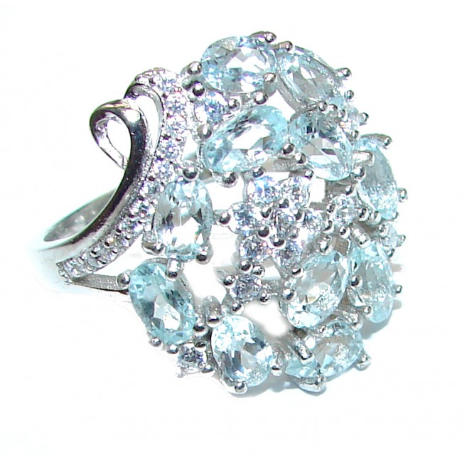 Classy genuine Aquamarine .925 Sterling Silver handmade ring s. 8 1/4