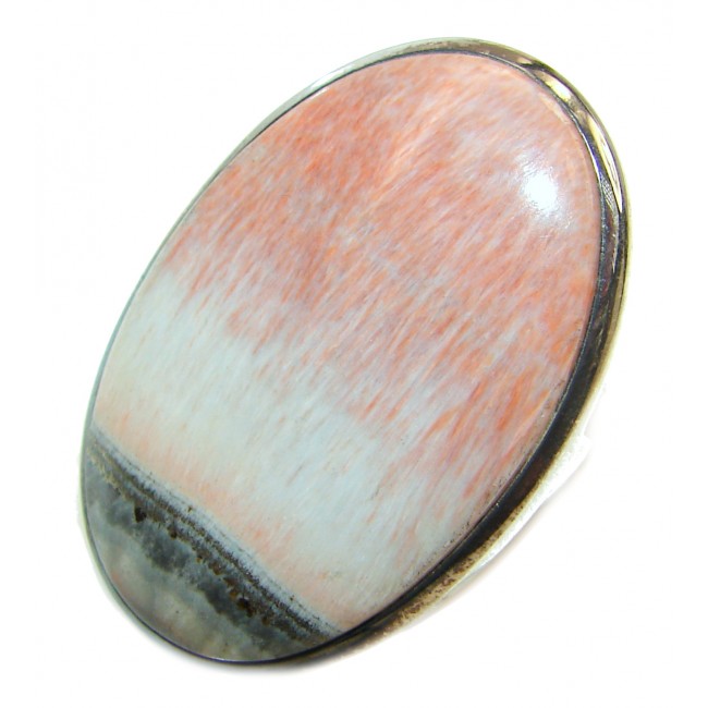 Huge Peachy Color Aventurine .925 Sterling Silver handcrafted Ring s. 9