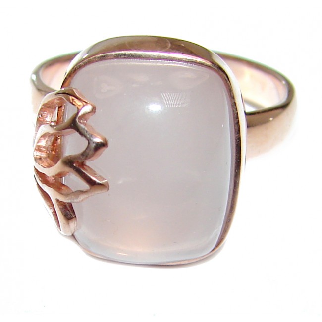 Authentic Rose Quartz 18k Gold over .925 Sterling Silver handcrafted ring s. 8