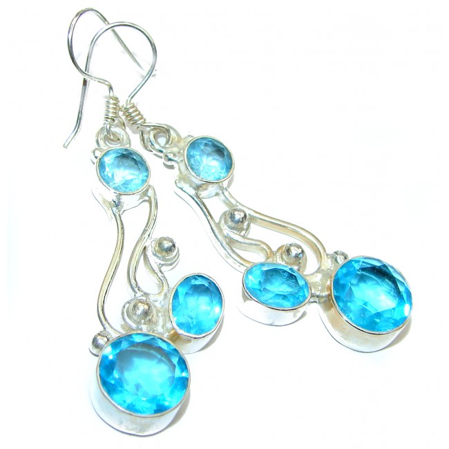 Large Blue Quartz .925 Sterling Silver earrings