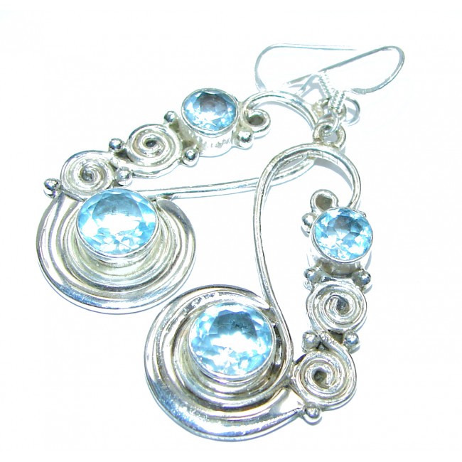 Authentic Swiss Blue Topaz .925 Sterling Silver handmade earrings