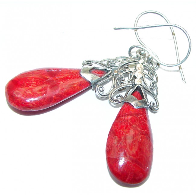 Genuine Fossilized Coral .925 Sterling Silver earrings