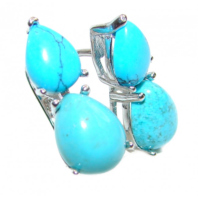 Huge Turquoise .925 Sterling Silver handmade earrings