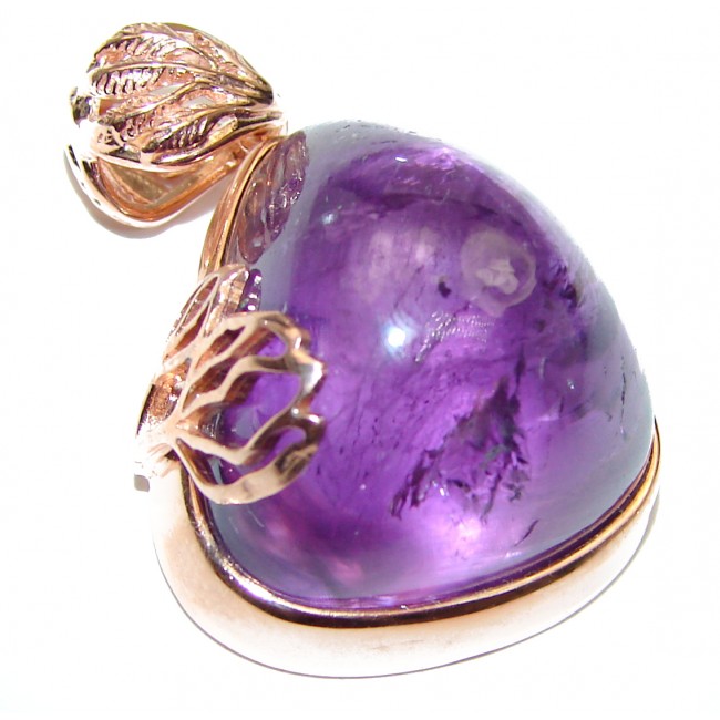 Purple Treasure Genuine Amethyst Rose Gold over .925 Sterling Silver handcrafted pendant