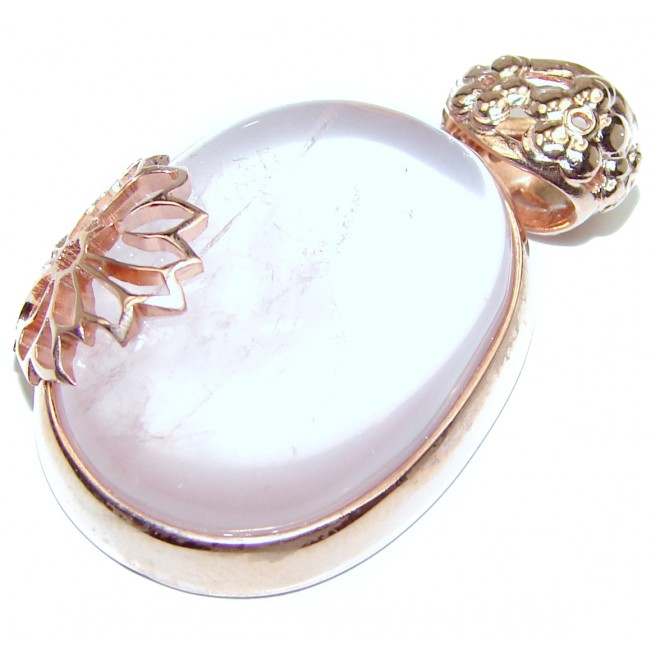 Perfect faceted Rose Quartz 18K Gold over .925 Sterling Silver handmade pendant