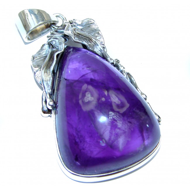 MASSIVE Top Quality Natural 125ct Amethyst .925 Sterling Silver handmade one of the kind Pendant