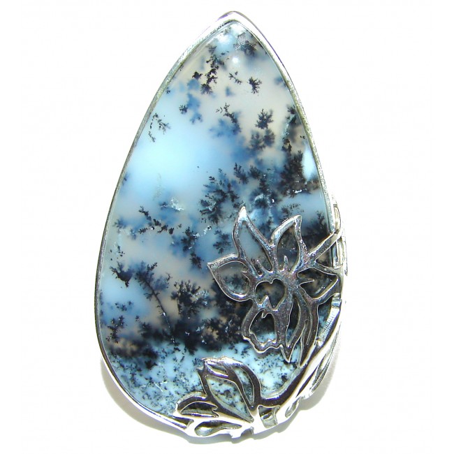 Top Quality Dendritic Agate .925 Sterling Silver hancrafted Ring s. 8 adjustable