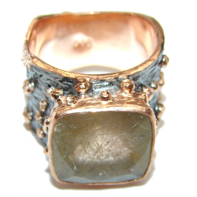 Golden Rutilated Quartz 14K Gold over .925 Sterling Silver handcrafted Ring Size 7 1/4