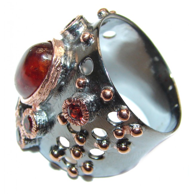 Large Genuine 5ctw Ruby black rhodium over .925 Sterling Silver handcrafted Statement Ring size 8 3/4