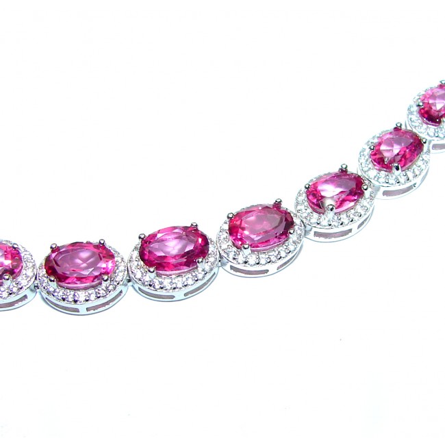 Luxury Pink Tourmaline .925 Sterling Silver handmade Bracelet