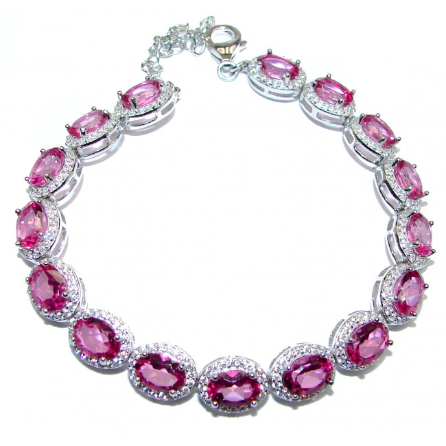 Luxury Pink Tourmaline .925 Sterling Silver handmade Bracelet