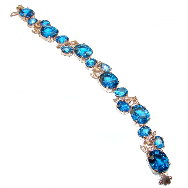Valentina Authentic Blue Topaz 18K Gold over .925 Sterling Silver handcrafted Bracelet
