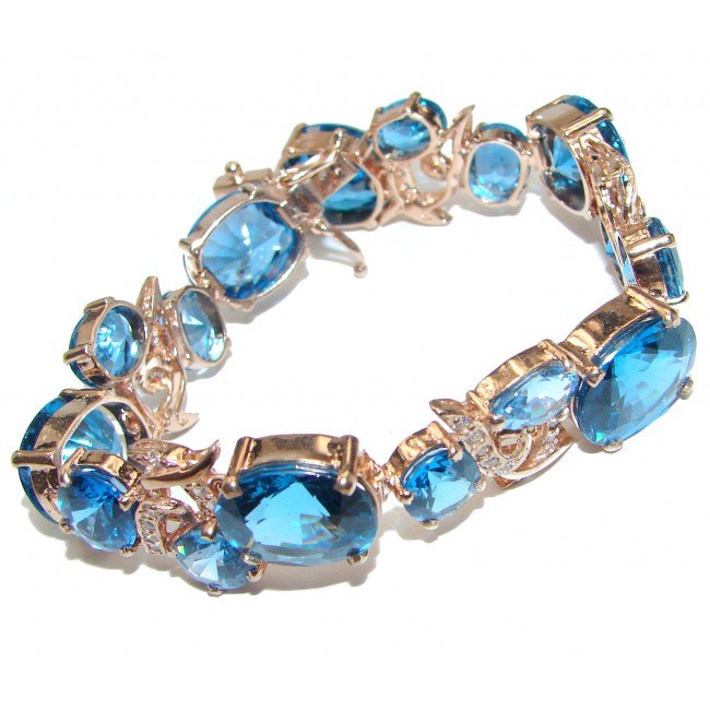 Valentina Authentic Blue Topaz 18K Gold over .925 Sterling Silver handcrafted Bracelet