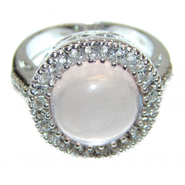 Sublime Authentic Rose Quartz .925 Sterling Silver handcrafted ring s. 6 1/4