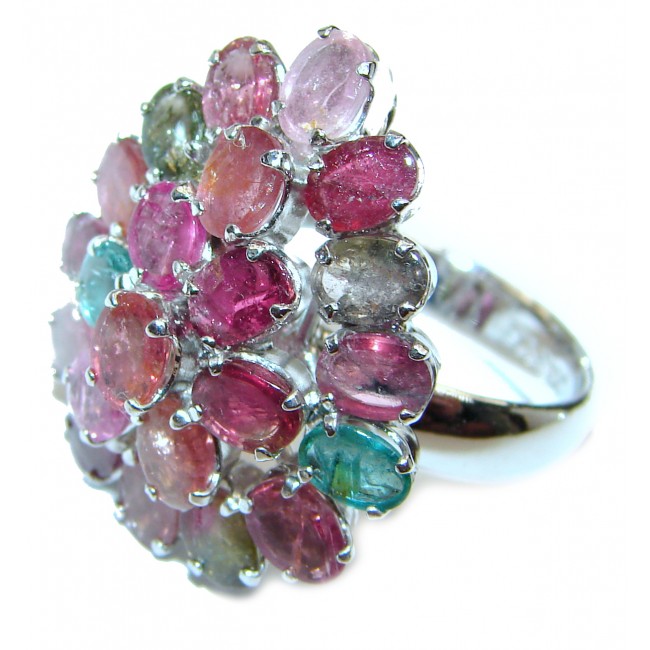 Brazilian Treasure Tourmaline .925 Sterling Silver handcrafted Statement LARGE Ring size 7
