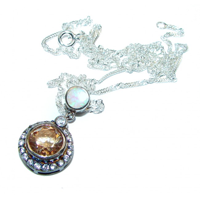 Japanese Fire Opal .925 Sterling Silver handmade Necklace