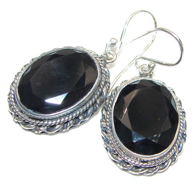 Huge Incredible Onyx .925 Sterling Silver earrings