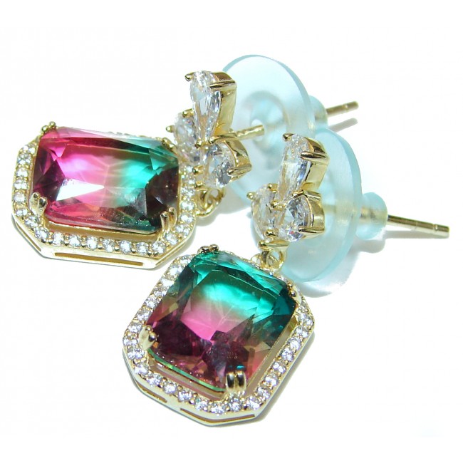 Absolutely charming Tourmaline 14K Gold over .925 Sterling Silver entirely handmade earrings