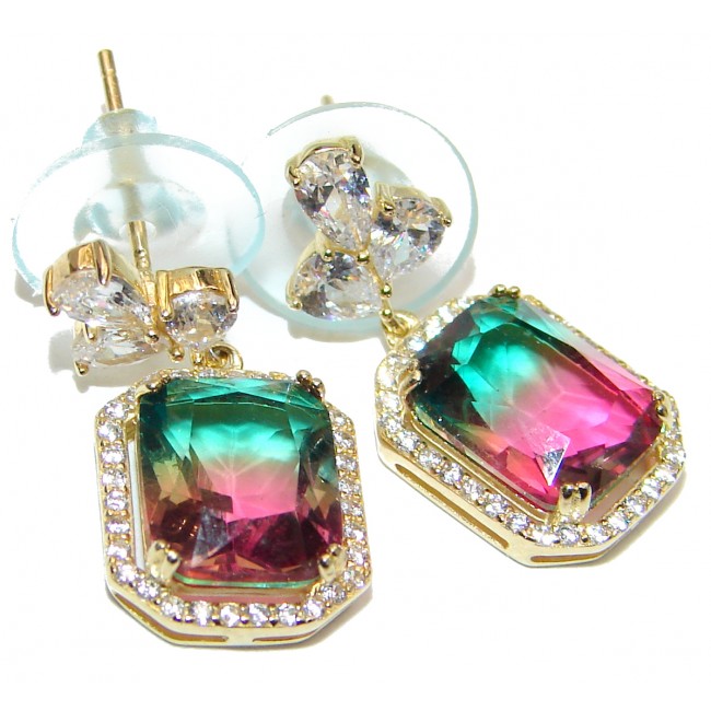 Absolutely charming Tourmaline 14K Gold over .925 Sterling Silver entirely handmade earrings