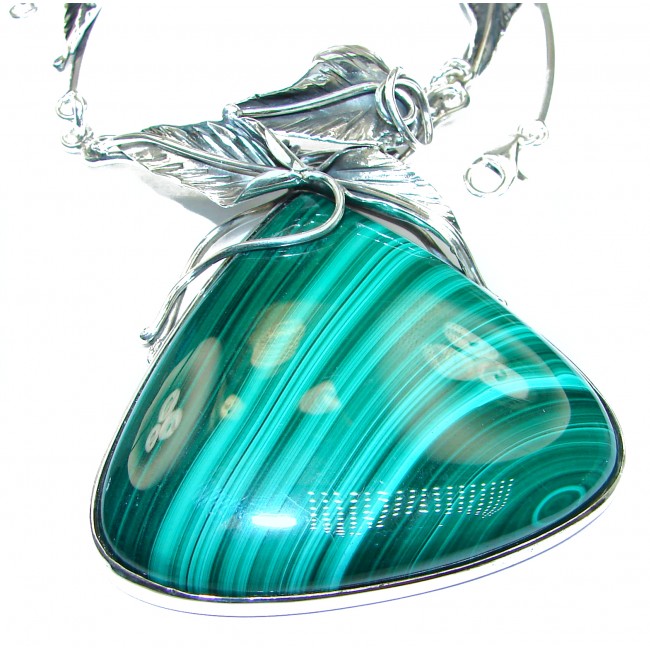 Green Queen best Quality Rare Genuine Malachite oxidized .925 Sterling Silver handmade necklace