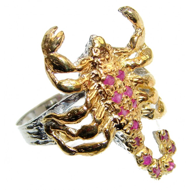 Scorpio Authentic Ruby 14k Gold over .925 Sterling Silver Statement ring size 9