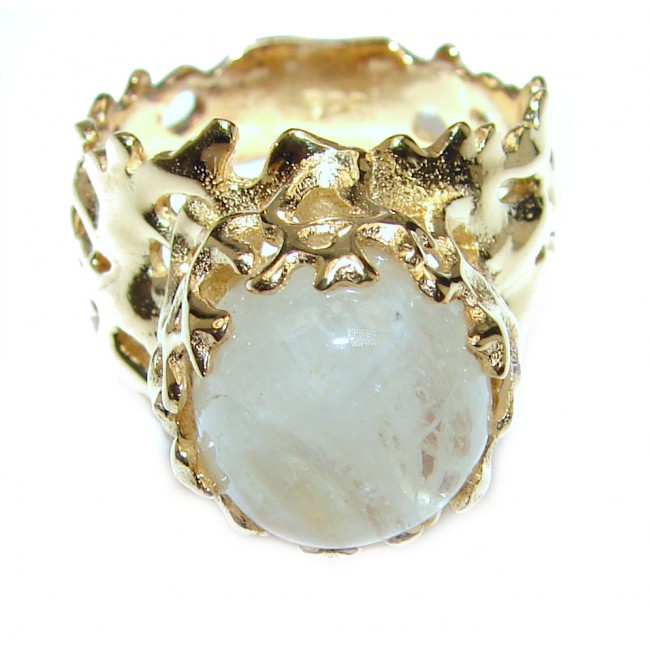 Fire Moonstone 18K Gold over .925 Sterling Silver handmade Ring size 6 1/2