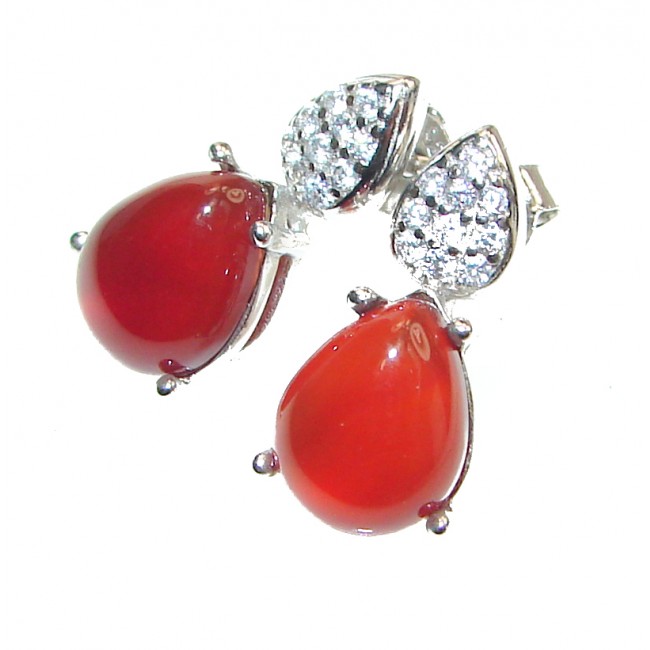 Incredible Red Agate .925 Sterling Silver handmade earrings