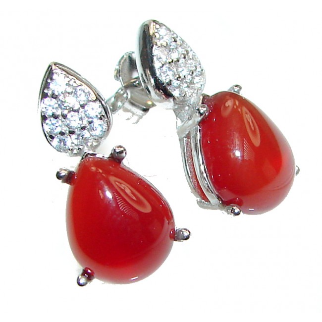 Incredible Red Agate .925 Sterling Silver handmade earrings