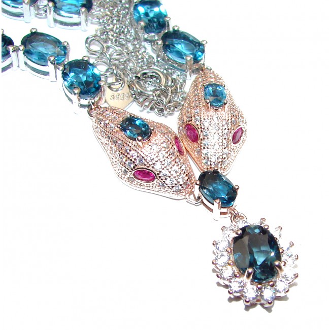 Cobra London Blue Topaz Ruby .925 Sterling Silver handmade necklace