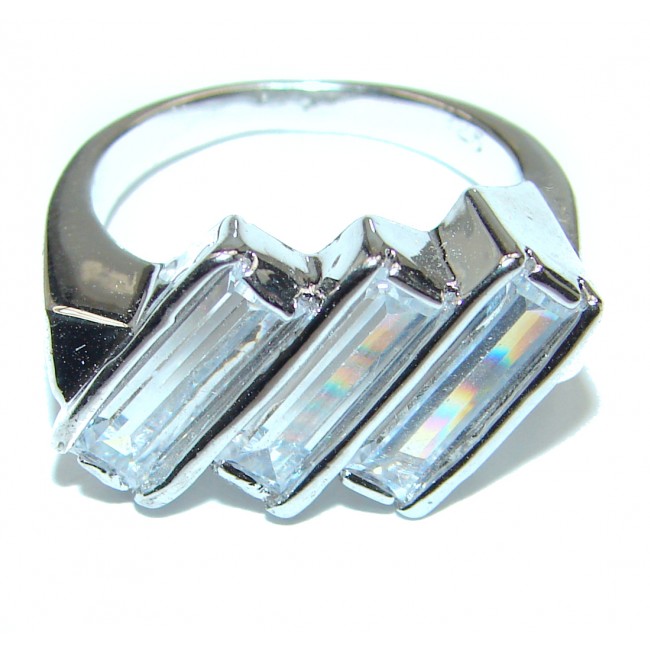 Fancy White Topaz .925 Sterling Silver handmade Ring s. 8 1/4