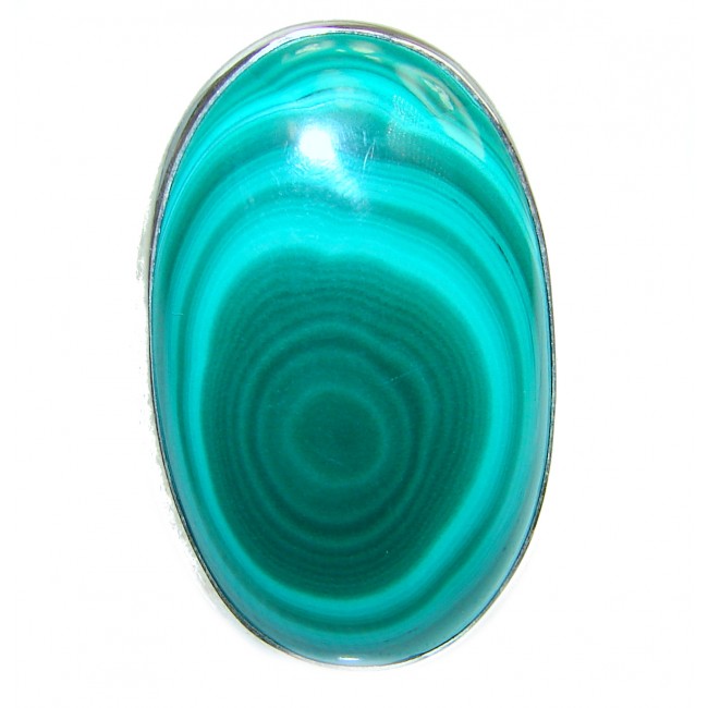 Natural Sublime quality Malachite .925 Sterling Silver handcrafted ring size 7 3/4