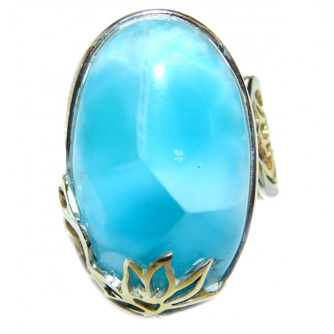 Vintage Design AAAAA QUALITY Natural Larimar .925 Sterling Silver handcrafted Ring s. 8 adjustable
