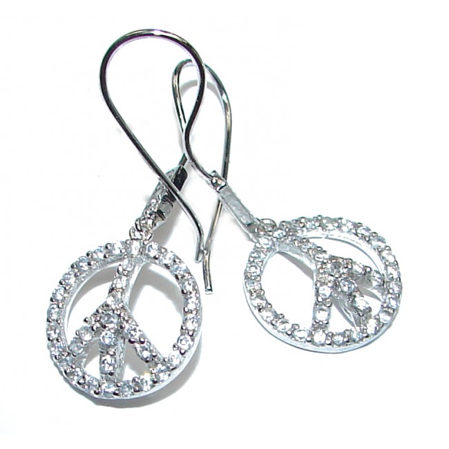 Peace White Topaz .925 Sterling Silver handcrafted earrings