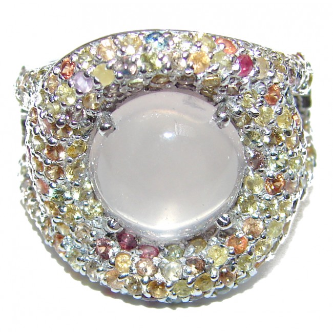Roxanne Rose Quartz Tourmaline .925 Sterling Silver handmade ring s. 8 1/4