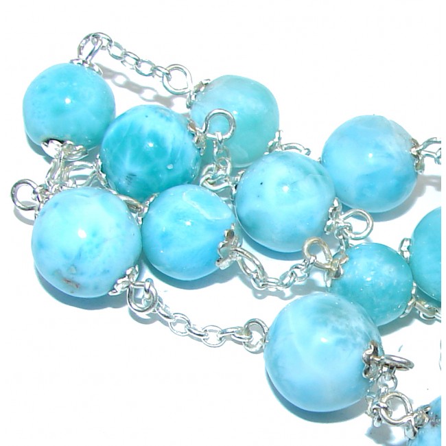 One of the kind Natural Larimar .925 Sterling Silver handmade necklace