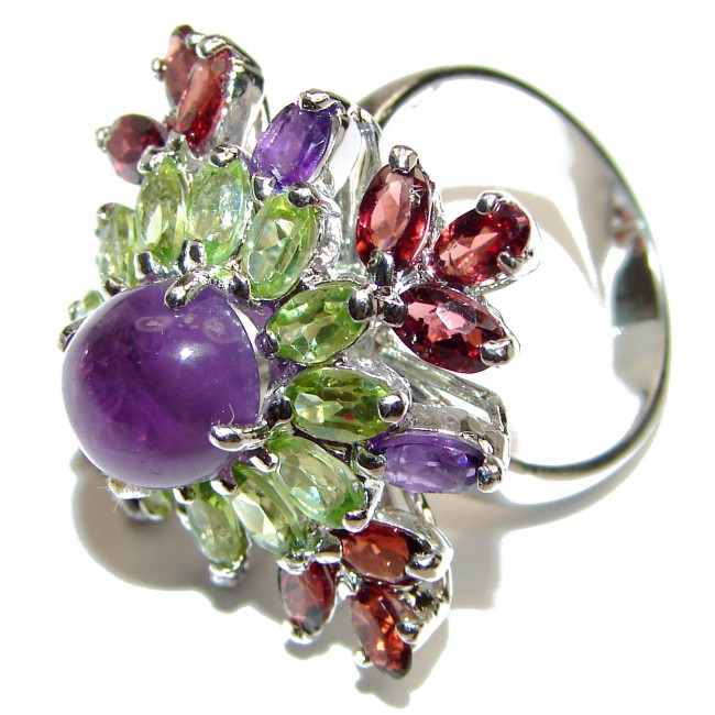 Spectacular Natural Amethyst .925 Sterling Silver handcrafted ring size 9