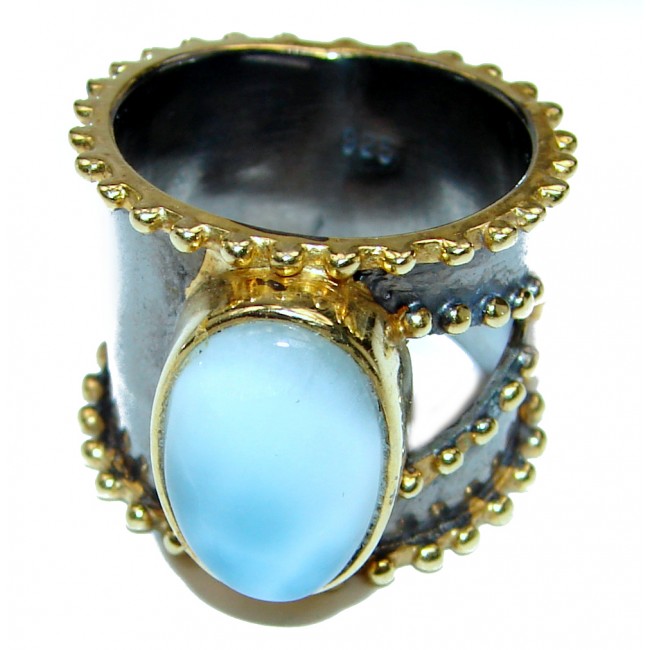 Simple Beauty Natural Larimar .925 Sterling Silver handcrafted Ring s. 7