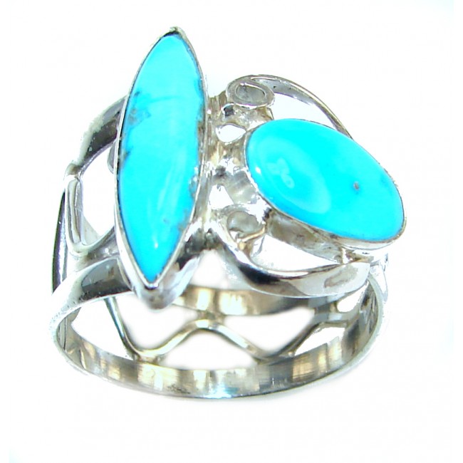 Natural Sleeping Beauty Turquoise .925 Sterling Silver handcrafted Ring s. 9