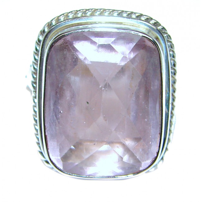 Spectacular genuine Pink Quartz .925 Sterling Silver handcrafted Ring size 7