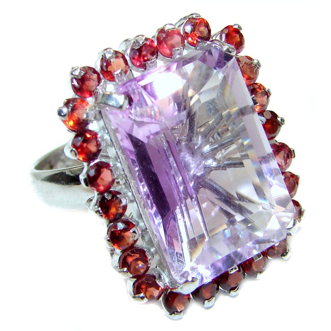 Large Spectacular Pink Amethyst .925 Sterling Silver handcrafted ring size 8