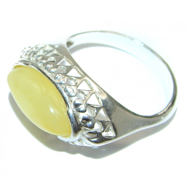 Vintage Design Baltic Amber .925 Sterling Silver handcrafted Ring s. 6 1/2