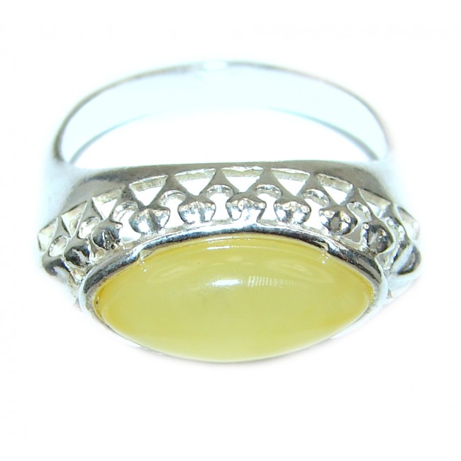 Vintage Design Baltic Amber .925 Sterling Silver handcrafted Ring s. 6 1/2