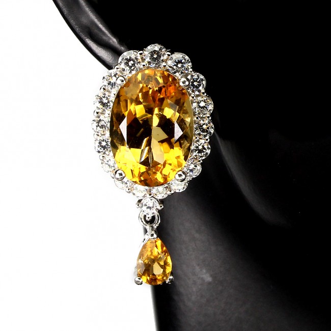 Vintage Beauty Spectacular quality Authentic Citrine .925 Sterling Silver handmade earrings